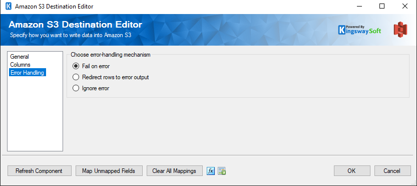 SSIS AWS S3 Destination - Error Handling